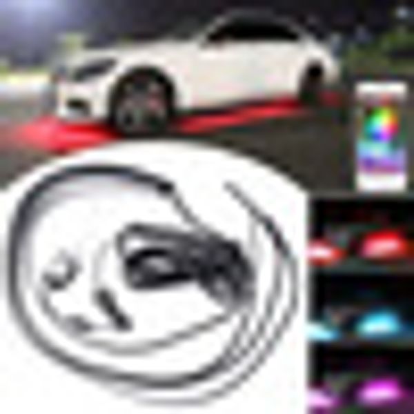 

4pcs app control rgb car flexible led strip decorative atmosphere lamp under tube underglow underbody system neon light kit