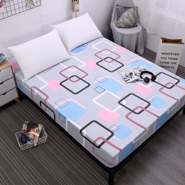 

simple plaid printing waterproof sheet four corners with elastic band comfortable mattress protector for bed wetting anti-mite