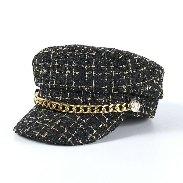 

berets 2021 winter baseball cap women small sweet wind knitting flat rope sboy tweed plaid girls fashion beret hats, Blue;gray