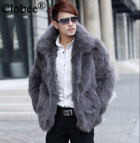 

6xl fur coat men plus size faux fur coat jackets 2019 winter parka windbreaker stand collar silver overcoat s59, Black;brown