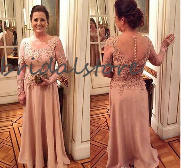 

beautiful champagne mother of the bride dresses with appliques long sleeves floor length chiffon groom mom evening party gowns 202253i, Black;red