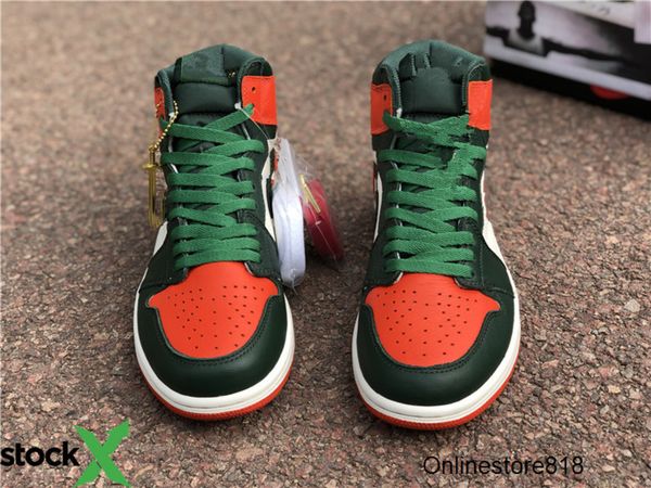 

новый 1 я высокая о. solefly зеленый оранжевый мужской баскетбол обувь джордон 1с кроссовки спорт на открытом воздухе тренеры с коробкой раз