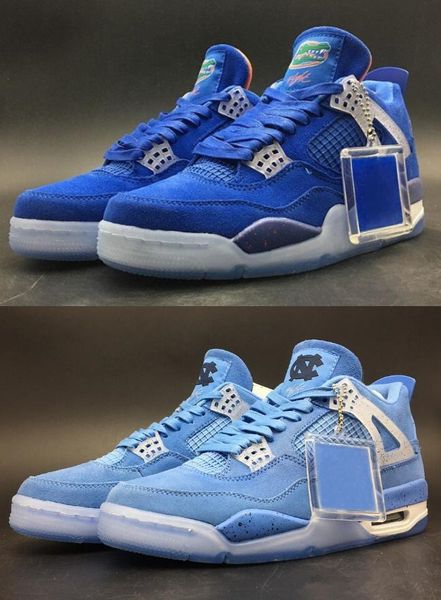 

2019 4 florida gators pe unc powder blue men 4s suede basketball shoes gators pe blue orange unc sports with box