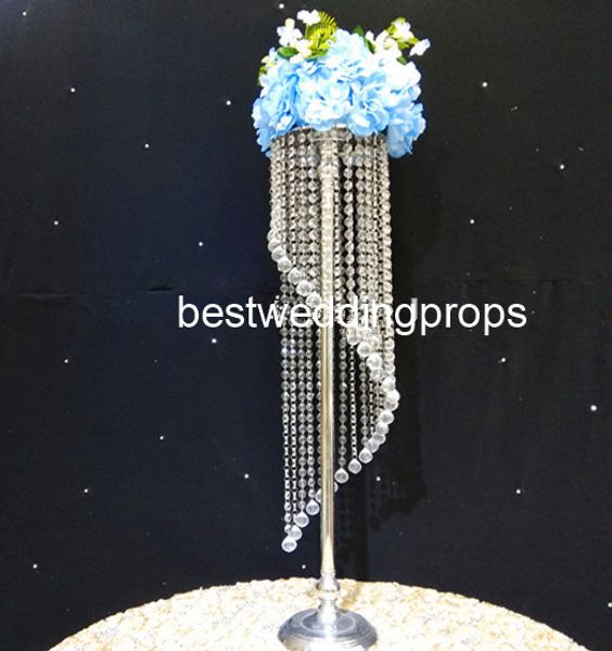 Alto transparente decorativo arranjo de flores claras de flores de flor de acrílico para a peça central da mesa de casamento melhor01022