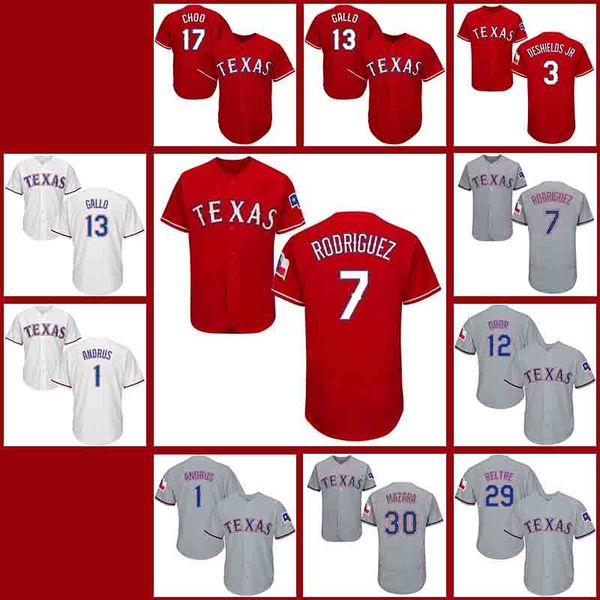 

Mens Texas Baseball Jerseys Rangers 3 Delino DeShields Jr Andrus 1 Elvis Gallo 13 Joey Rodriguez 7 Ivan Odor 12 Rougned Beltre 29 Adrian