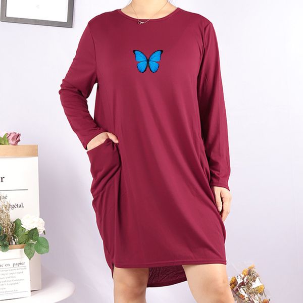 

2020 women's dressfashion new trend cartoon bow printing pattern women's long large size t-shirt loose casual dress size s-5xl