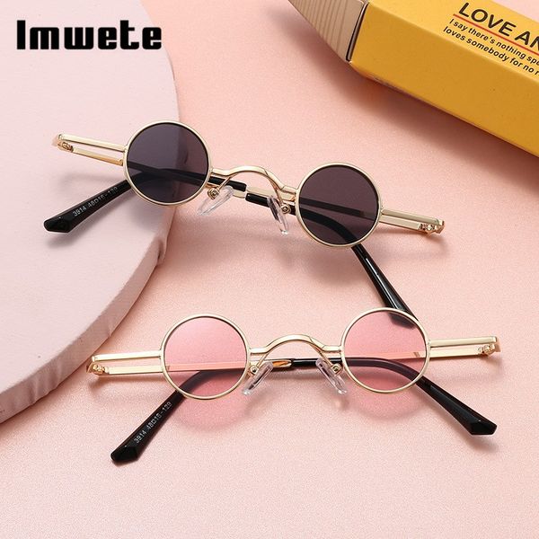 

imwete round sunglasses for girls metal frame punk eyeglasses kids fashion small size sun glasses boys baby eyewear 3-12, Blue