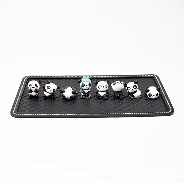

8pcs super cute mini pandas ornaments lovely car interior decoration dashboard dolls with anti-slip mat great gift for men women