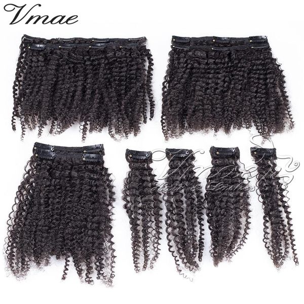 

vmae brazilian natural black 4a 4b 12 to 26 inch 120g unprocessed cuticle aligned kinky curly virgin remy human hair clip in, Black;brown
