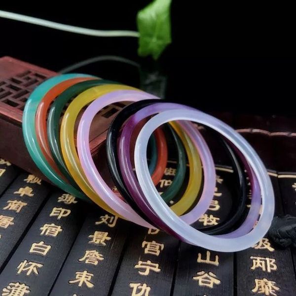 

natural handmade jade 5a iced chalcedony bracelet agate bangle women's colorful bracelet 8pcs/lot certificate for free, Golden;silver