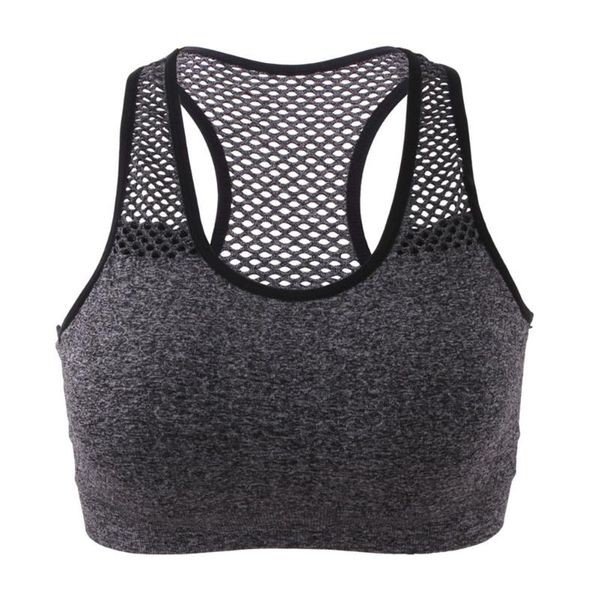 

womens mesh sports bra absorbing no steel coil bra underwear for training fitness yoga running (grey-l, White;black