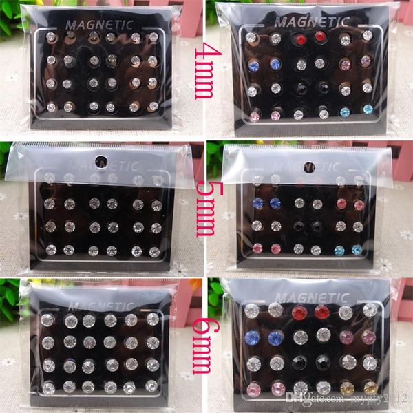 

new punk jewelry men strong magnet magnetic earring 12pair /set non piercing zircon stud earrings wedding gift for boyfriend lover jewelry, Golden;silver