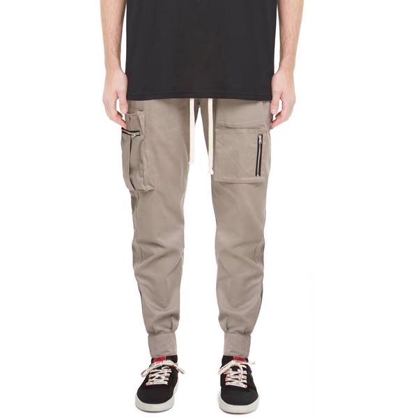 

2019 new vintage harajuku pockets cargo pants high street men clothing elastic male trousers men joggers pencil pants fashion, Black