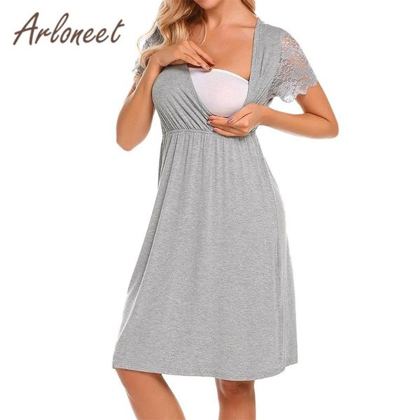 

maternity dresses arloneet clothes women dress loose v neck lace sleeve summer fashion ladies pregnancy casual, White