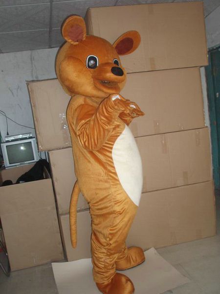 Costume della mascotte del grande topo marrone adorabile di Halloween Top Quality Cartoon Rat Animal Anime personaggio a tema Costumi di fantasia per feste di carnevale di Natale