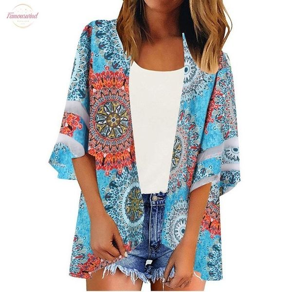 

vintage blouse women kimono mesh panel bell sleeve floral chiffon kimono sleeve casual loose kimono cardigan mujer kimonos blusa, White