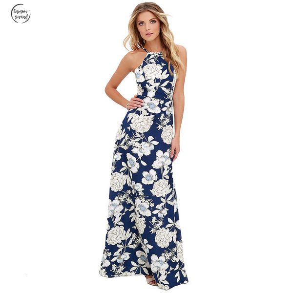 

dress summer women halter vintage floral print sleeveless boho dress plus size neck beach dress vestido designer clothes, Black;gray