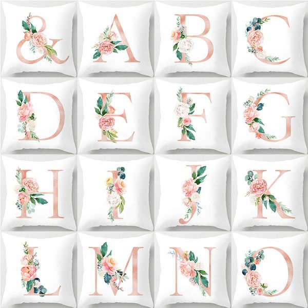 

zengia pink letter pillow case pillow cushion cover 45*45cm throw pillows sofa decorative/living room cushions english alphabet