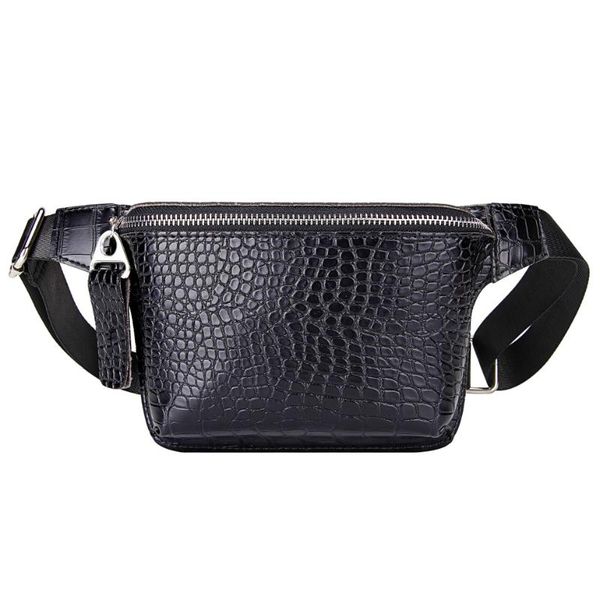 

alcevr casual waist bag for women alligator pu leather fanny pack phone pouch chest packs ladies wide strap crossbody bag flap