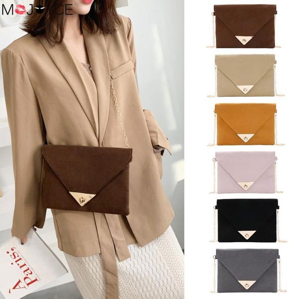 

women retro imitation faux suede messenger shoulder bag chain crossbody envelope shoulder bags handbag bolsa feminina