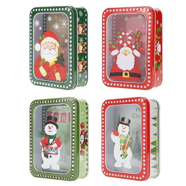 

cute rectangle christmas gift package tin box candy cookies biscuit case