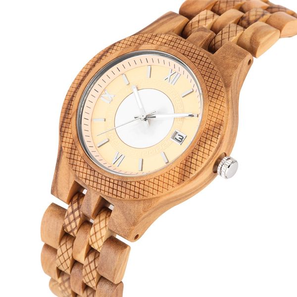 

quartz watch movement for women men classic practical luminous function wooden watches elegant calendar wooden wristwach, Slivery;brown