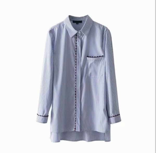 

qujing 40-8064 european and american fashion striped shirts, White