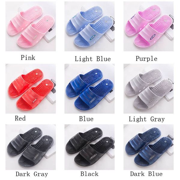 

2019 new foot magnetic massage slippers men and women pedicure acupuncture slippers home non-slip bath, Black