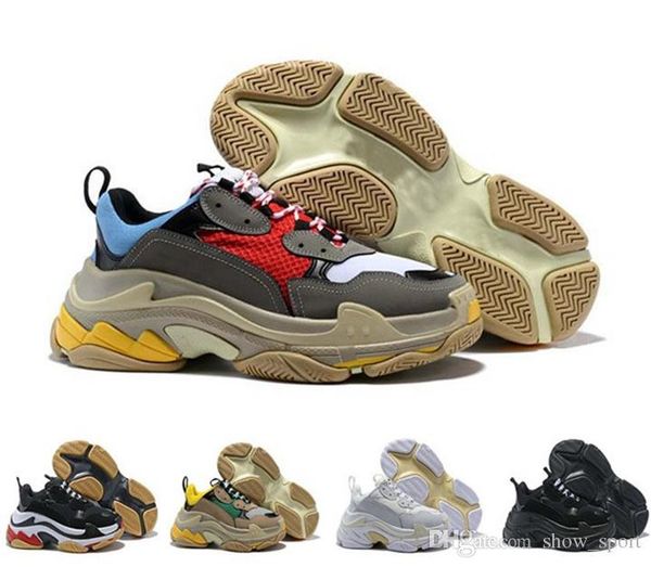 

2018 fashion paris 17fw triple-s sneaker triple s casual luxury dad shoes for men's women beige sports tennis designer running shoe 36, Black