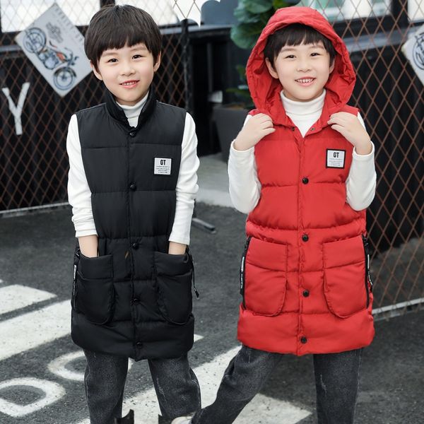 

children's cotton hooded warm thickened midi warm vest medium and large children's and girls' down cotton vest, Camo