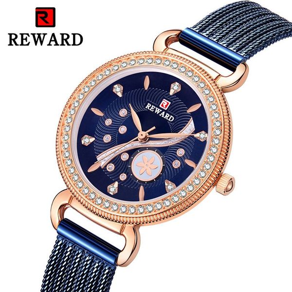 

reward new ladies watch luxury diamond women's watch explosion stainless steel milan mesh waterproof ladies watch ing, Slivery;brown