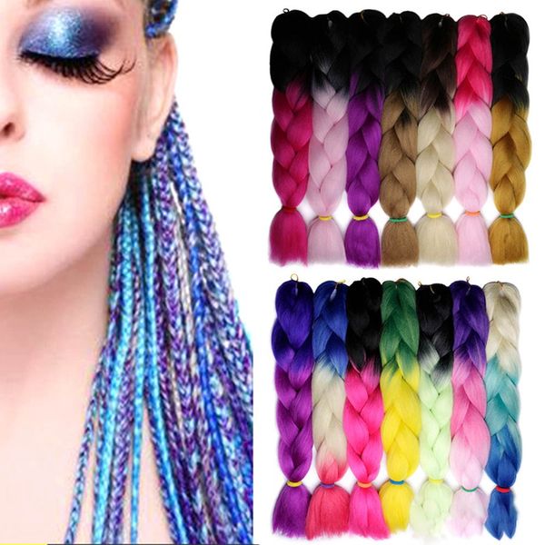 

24 inch silk gradient color hair scorpion 100g/pack braiding hair synthetic crochet extensions for party, Brown