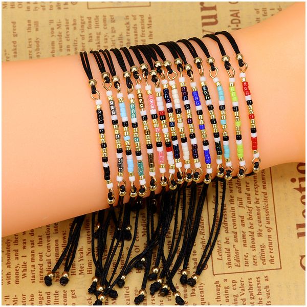 

12 colores cuentas de arroz de color bohemio pulseras tejidas a mano temperamento de moda simple elegante joyerÃ­a para mujeres, Golden;silver