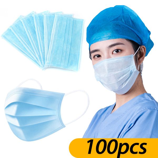 

100pcs disposable masks-face mask with earloops protect yourself against dust pollen allergens flu3ply safety face masks