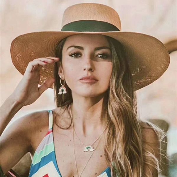 

brand a yellow gold rainbow ear studs asymmetrical earrings rainbow pendant necklace s925 ear stud for woman, Black