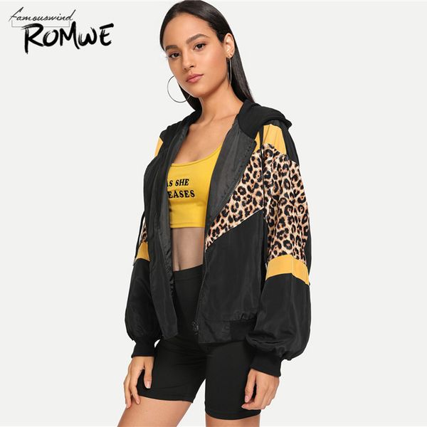 

print leopard hooded jacket women leopard autumn clothing zip womens jackets and coats female sporty up hoodie outerwear, Black;brown