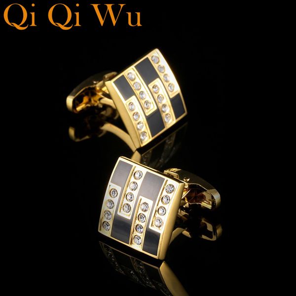 

2017 shirt cufflinks mens gift brand sleeve buttons crystal cuff link gold men's jewelry french cuffs ing, Silver;golden