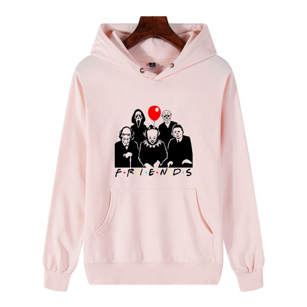 

horror friends pennywise michael myers jason voorhees halloween women/men new hoodies cotton matching streetwear pullover, Black