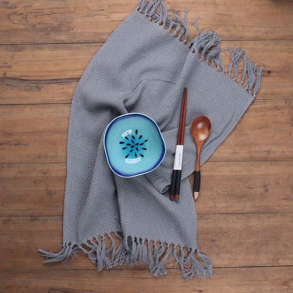 

household l with european napkin cloth wine glass cloth pure color western food cushion water absorption not off wool cloth tassel napki