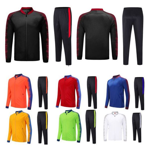 

18/19 team full sleeve soccer tracksuit, kits futbol jersers pant set, survetement football uniforms, youth training suits, White;yellow