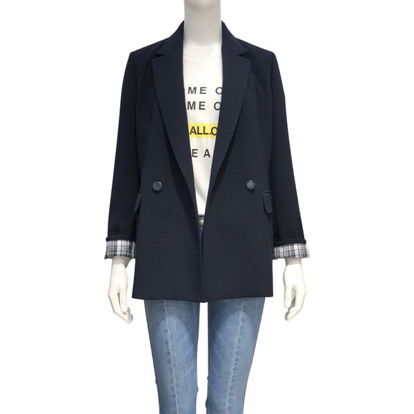 

fashion korean style blazer women elegant office lady solid color coat new 2019 notched long sleeve pocket blazer feminino, White;black