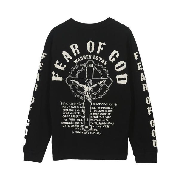 

mens designer t shirts high street fog christmas jesus religion cross letters printing long sleeve t-shirt casual clothes s-xl, White;black