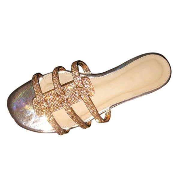 

jaycosin slippers solid color female shoes women's sandals crystal roman flat slippers women 2020, Black