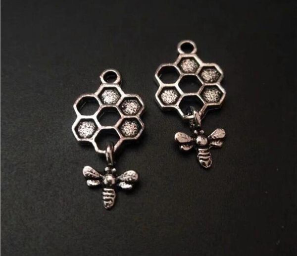 

cute honeycomb charms beehive honey bee fashion alloy pendant honeycomb bee charm necklace bracelet jewelry making, Bronze;silver