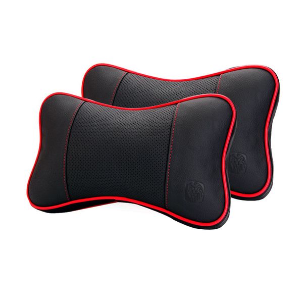 

2pcs/pair car headrest neck rest pillows layer cowhide pu leather filled pp cotton auto interior