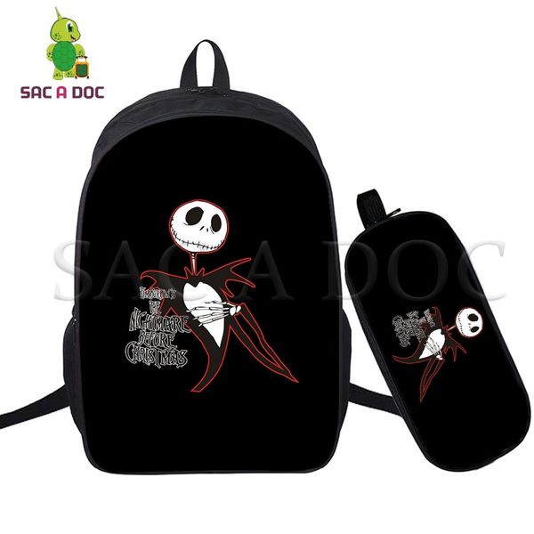 

the nightmare before christmas 2 pcs/set lapbackpack school bags for teenage girls boys daily backpack jack sally travel bag