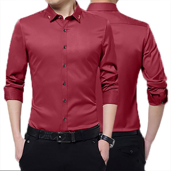 

men's dress shirts fashion solid color velvet shirt 1pcs thick, White;black