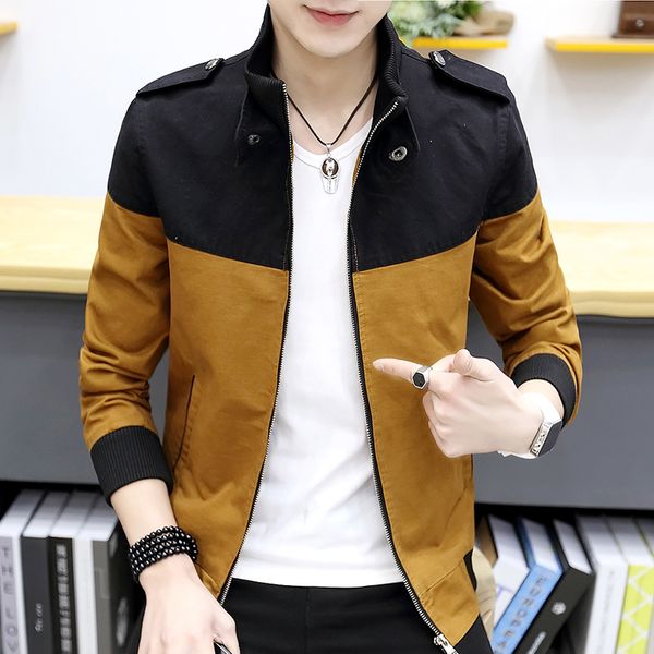 

2019 autumn jacket baseball serve man loose coat trend handsome long striped clothes black windbreaker streetwear chinese style, Black;brown