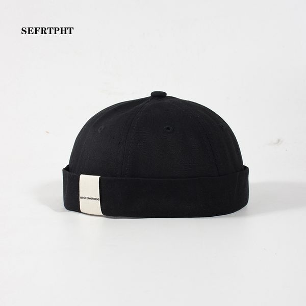 

skullcap brimless hat women men skullcap sailor cap cuff vintage beanie hat solid color cotton short beanie strap cap gorra