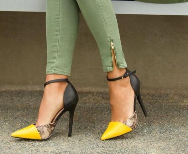 

designer shoes 2018 new fashion shoes pointed toes patchwork high heels women pumps dress shoes printed stiletto heel chic trendy 12cm, Black